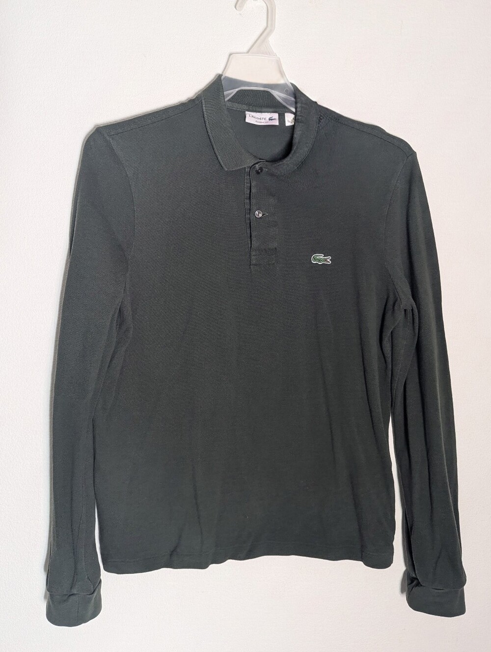 Lacoste Men's Long Sleeve Polo Shirt Preppy Crocodile Green Quiet Luxury Large